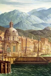 アングルシーのマーケスのダイニングルームの壁画の詳細、1936年の壁画